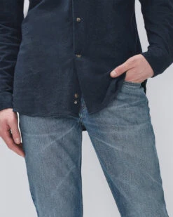 7 For All Mankind Pique Knit Button Down In Navy -Sleek Fit Style 009103cf13ff521427fbd8b32c442e7c