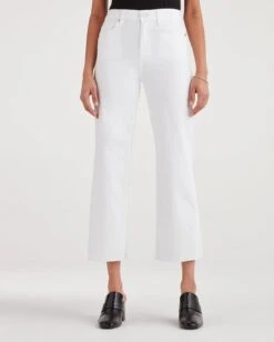 7 For All Mankind Cropped Alexa With Cut Off Hem In White Runway -Sleek Fit Style 0f3732d5f6797b5fa5737878ef502115