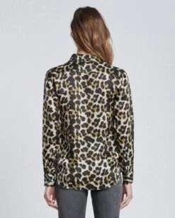7 For All Mankind Silk Button-Up Shirt In Leopard -Sleek Fit Style 1a8b40f36448bcb99063d6af1667d76e