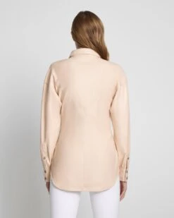 7 For All Mankind Faux Leather Cinched Waist Button Up Shirt In Nude -Sleek Fit Style 27d8c010fdc16217e9a7dbdedacd499e