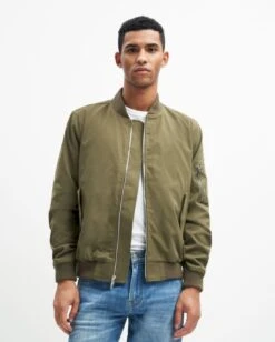 7 For All Mankind Tech Bomber Jacket In Military Green