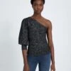 7 For All Mankind One Shoulder Sweater In Black Metallic -Sleek Fit Style 2afaffb3166f1995e5df95ad73afea4e