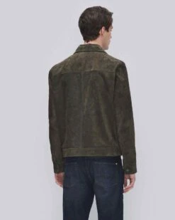 7 For All Mankind Modern Suede Trucker Jacket In Forest -Sleek Fit Style 2d67e3ab9f4cdfffdf8c3f84ff5a99ec
