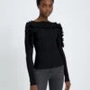 7 For All Mankind Long Sleeve Ruffle Top In Black 1 7 For All Mankind Long Sleeve Ruffle Top In Black -Sleek Fit Style 3cdcc0708b56b213878d8b24ccc7789c