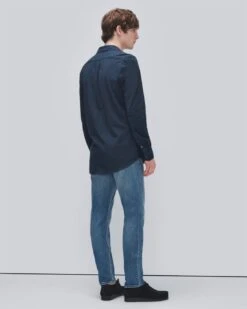 7 For All Mankind Pique Knit Button Down In Navy -Sleek Fit Style 40089838191ec308b90e05f84c09bbb2