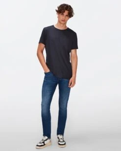 7 For All Mankind Featherweight Cotton Tee In Black -Sleek Fit Style 44e889188d2c712cd13a1b50f9556305