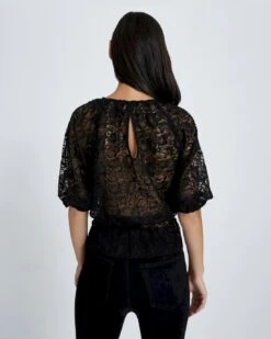 7 For All Mankind Soft Volume Lace Top In Black -Sleek Fit Style 4623aec4015e6faa174ed6cb0c9852b7
