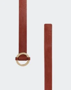 7 For All Mankind Ring Buckle Leather Belt In Cognac -Sleek Fit Style 4adc019504ae8fda27c2783bca791871