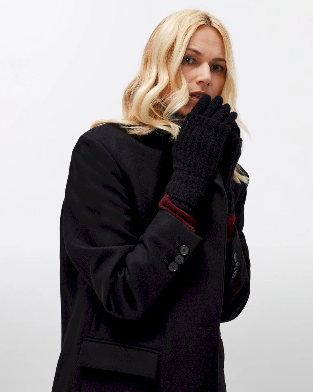 7 For All Mankind Double Layer Wool Gloves In Black 3 7 For All Mankind Double Layer Wool Gloves In Black