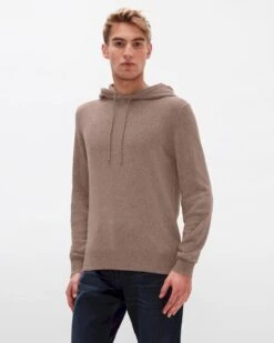 7 For All Mankind Cashmere Hoodie In Taupe