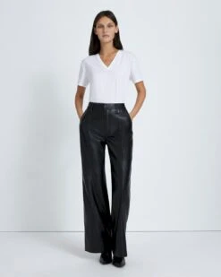 7 For All Mankind Faux Leather Easy Trouser In Black