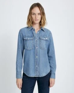 7 For All Mankind Classic Denim Shirt In Maribel
