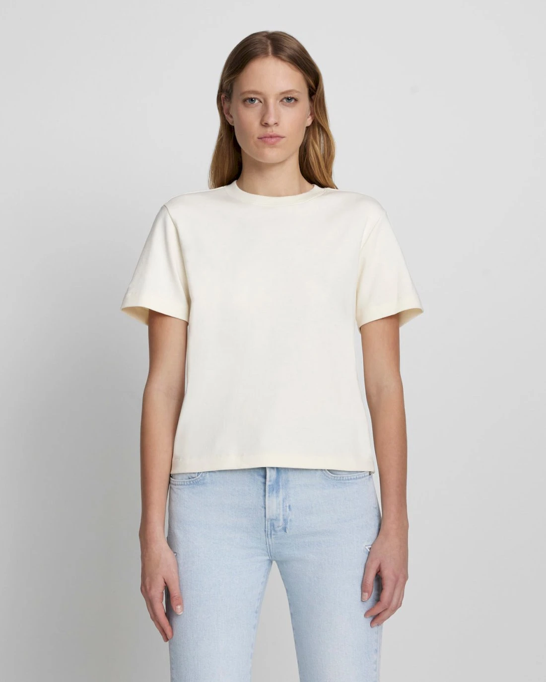7 For All Mankind Everyday Crew Neck Tee In Antique White 3 7 For All Mankind Everyday Crew Neck Tee In Antique White