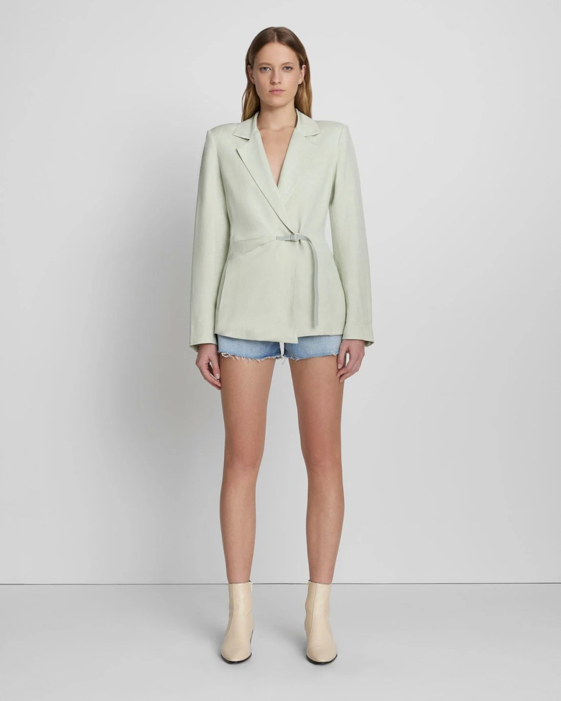 7 For All Mankind Tailored Linen Blazer In Seafoam 4 7 For All Mankind Tailored Linen Blazer In Seafoam - Image 2