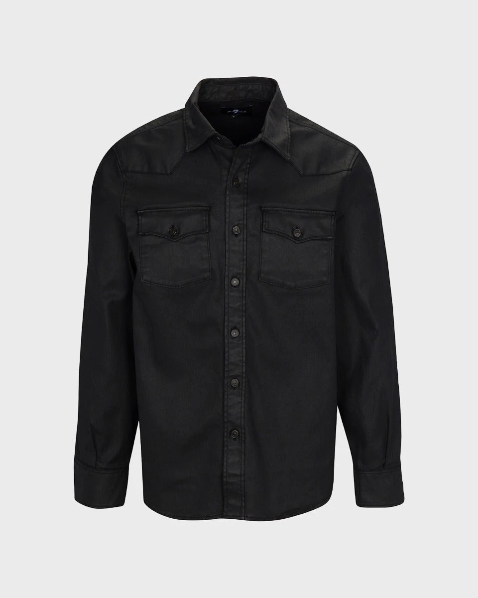 7 For All Mankind Coated Shirt In Black 6 7 For All Mankind Coated Shirt In Black - Image 4