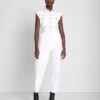 7 For All Mankind Denim Lustre Sleeveless Balloon Jumpsuit In Brilliant White -Sleek Fit Style 6e2975eb463cbb8d08a14ea8b01cb4ea