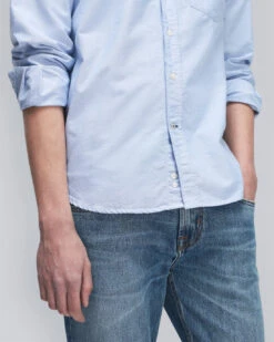 7 For All Mankind Oxford Shirt In Light Blue -Sleek Fit Style 6e3257dd0011882c0af7856d6663910f