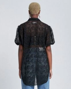 7 For All Mankind Puff Sleeve Lace Button-Up Tunic In Black 9 7 For All Mankind Puff Sleeve Lace Button-Up Tunic In Black -Sleek Fit Style 741043a2002645696801697813302af8
