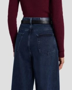 7 For All Mankind Skinny Leather Belt In Black -Sleek Fit Style 7A654641 BLK 3