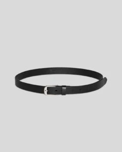 7 For All Mankind Skinny Leather Belt In Black