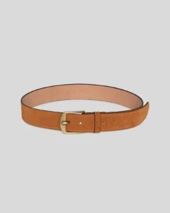 7 For All Mankind Classic Suede Belt In Cognac
