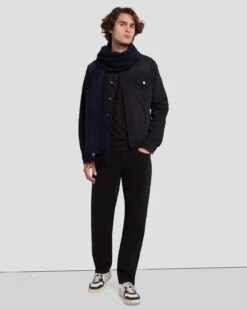 7 For All Mankind Cashmere Blend Scarf In Navy -Sleek Fit Style 7A989406 NVY 3