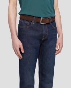 7 For All Mankind Classic Suede Belt In Dark Brown