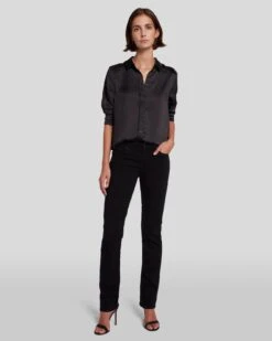 7 For All Mankind B(air) Kimmie Straight In Rinsed Black
