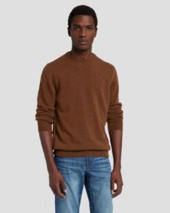 7 For All Mankind Cashmere Crew Sweater In Dapper Tan 12 7 For All Mankind Cashmere Crew Sweater In Dapper Tan -Sleek Fit Style 7M001209 DPT 5