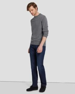7 For All Mankind Cashmere Crew Sweater In Heather Grey -Sleek Fit Style 7M001209 HEA 6