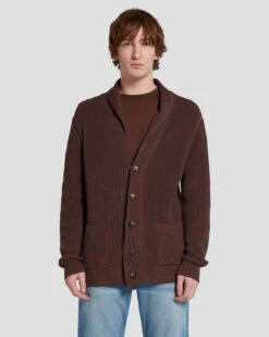 7 For All Mankind Shawl Cardigan In Chestnut -Sleek Fit Style 7M003Y34 CTT 1