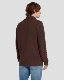 7 For All Mankind Shawl Cardigan In Chestnut -Sleek Fit Style 7M003Y34 CTT 4