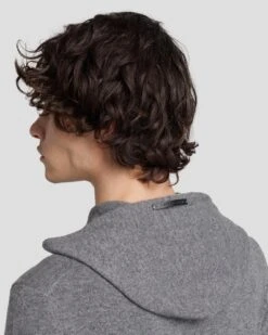 7 For All Mankind Cashmere Hoodie In Heather Grey -Sleek Fit Style 7M209209 HEA 5