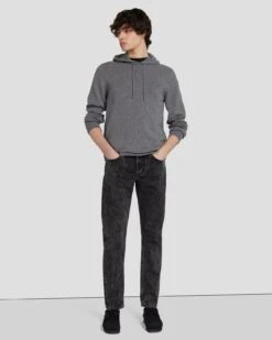 7 For All Mankind Cashmere Hoodie In Heather Grey -Sleek Fit Style 7M209209 HEA 6