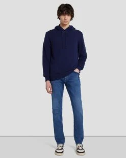 7 For All Mankind Cashmere Hoodie In Navy -Sleek Fit Style 7M209209 NVY 3