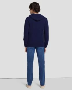 7 For All Mankind Cashmere Hoodie In Navy -Sleek Fit Style 7M209209 NVY 4