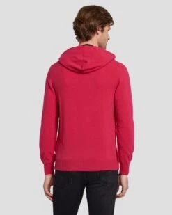 7 For All Mankind Cashmere Hoodie In Raspberry -Sleek Fit Style 7M209209 RBR 4