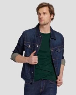 7 For All Mankind Featherweight Tee In Hunter Green -Sleek Fit Style 7M211P11 HUG 6