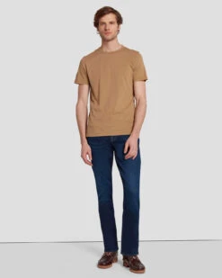 7 For All Mankind Featherweight Cotton Tee In River Bed 10 7 For All Mankind Featherweight Cotton Tee In River Bed -Sleek Fit Style 7M211P11 RVB 3