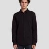 7 For All Mankind Pique Knit Button Down In Black -Sleek Fit Style 7M260340 BLK 1