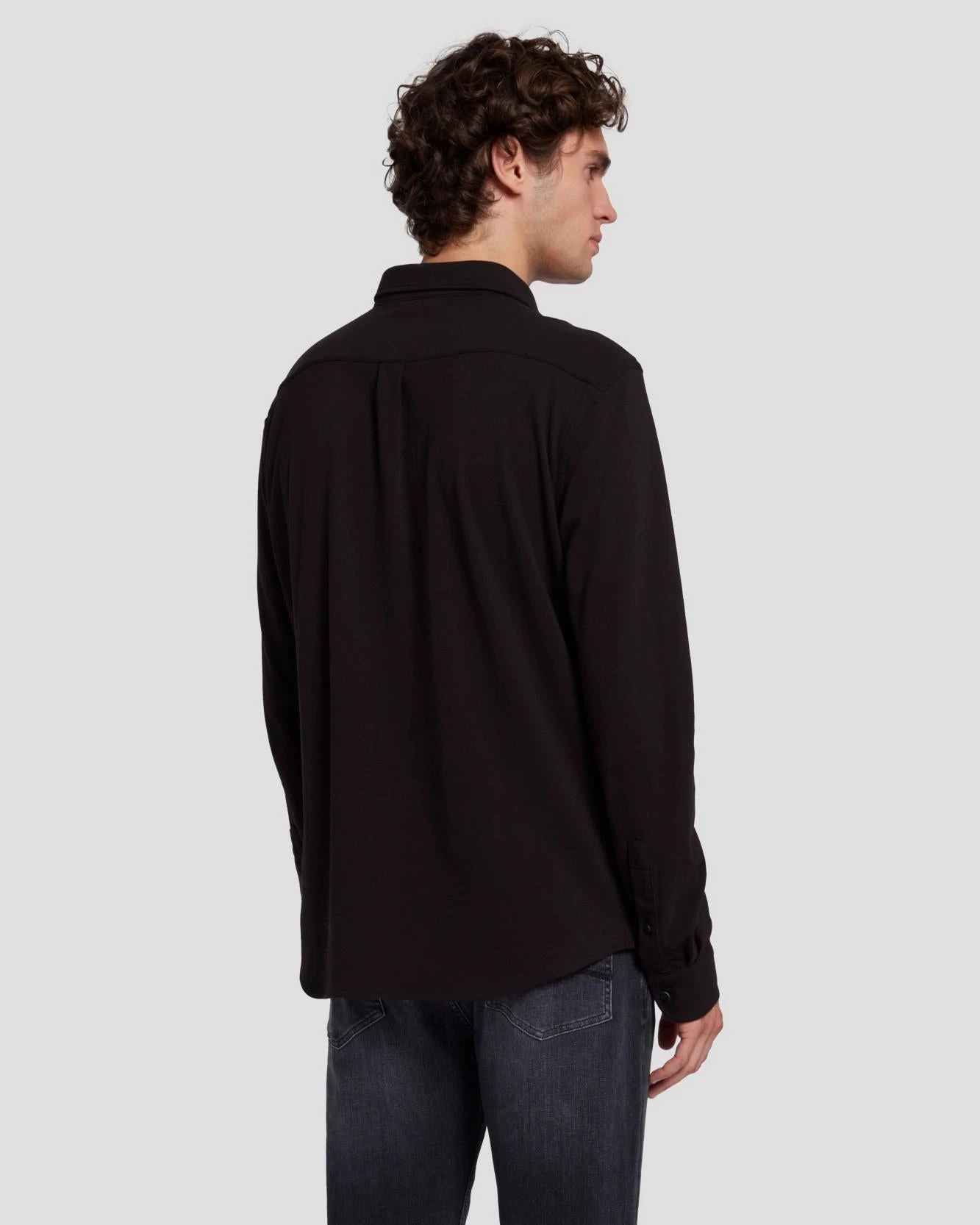 7 For All Mankind Pique Knit Button Down In Black 6 7 For All Mankind Pique Knit Button Down In Black - Image 4