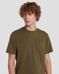 7 For All Mankind Luxe Performance Tee In Army -Sleek Fit Style 7M272237 ARM 3