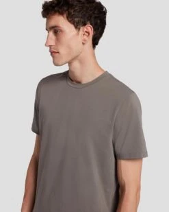 7 For All Mankind Luxe Performance Tee In Dusty Grey -Sleek Fit Style 7M272237 DTG 3