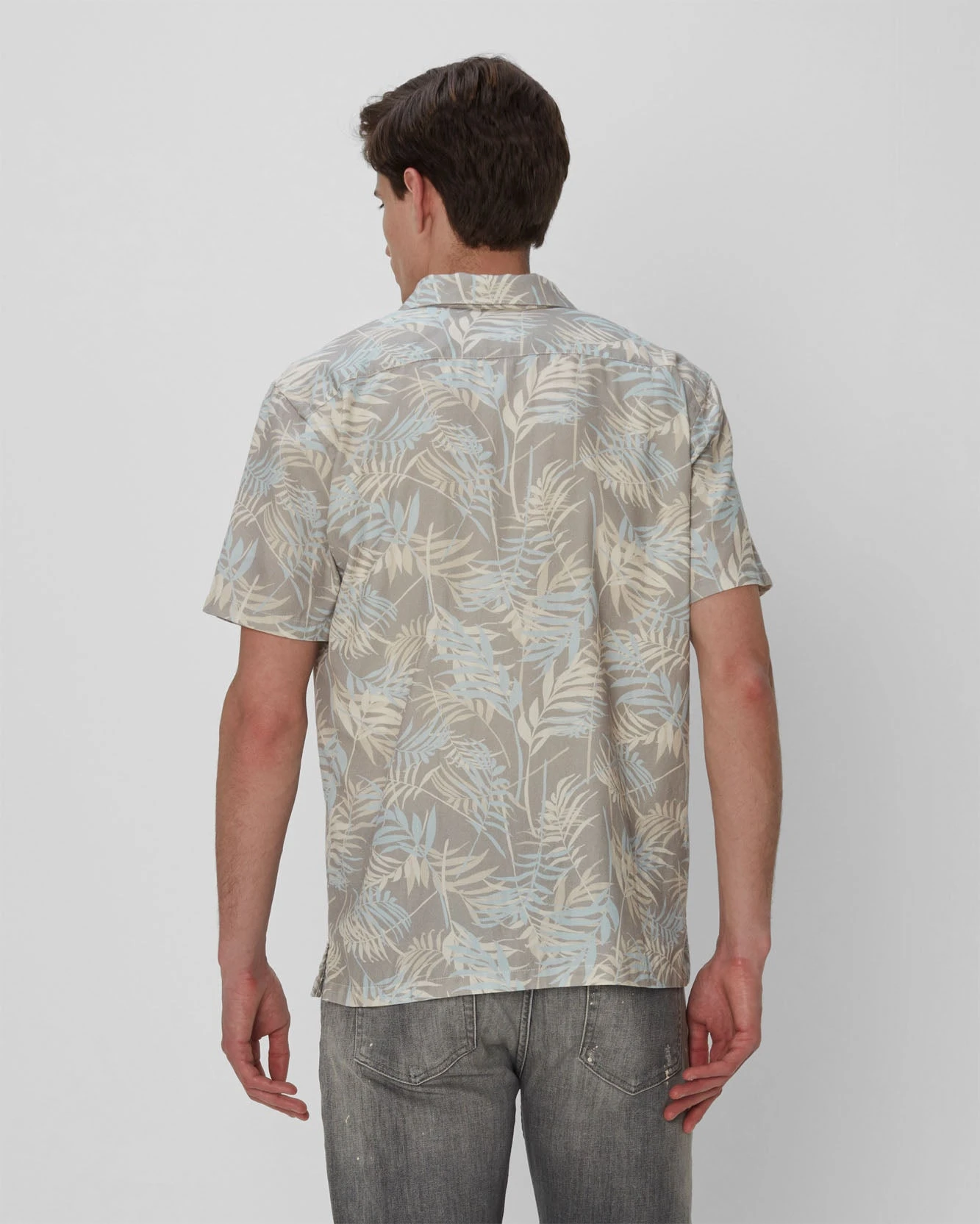 7 For All Mankind Palm Print Camp Shirt In Indigo 4 7 For All Mankind Palm Print Camp Shirt In Indigo - Image 2