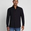 7 For All Mankind Long Sleeve Poplin Shirt In Black 2 7 For All Mankind Long Sleeve Poplin Shirt In Black -Sleek Fit Style 7M543M21 BLK 1
