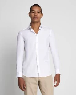 7 For All Mankind Long Sleeve Poplin Shirt In White