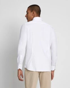 7 For All Mankind Long Sleeve Poplin Shirt In White -Sleek Fit Style 7M543M21 WHT 4