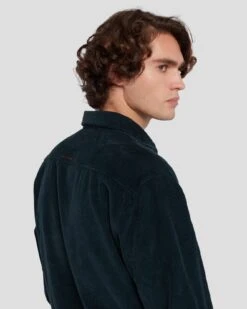 7 For All Mankind Corduroy Overshirt In Hunter Green -Sleek Fit Style 7M905422 HUG 5