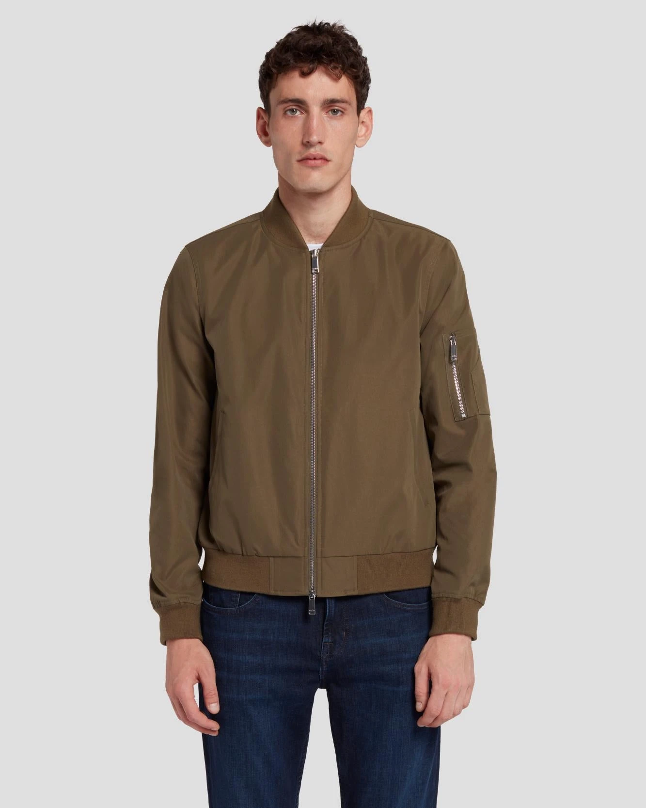 7 For All Mankind Tech Bomber Jacket In Army 3 7 For All Mankind Tech Bomber Jacket In Army