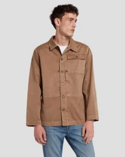 7 For All Mankind Military Overshirt In Sand